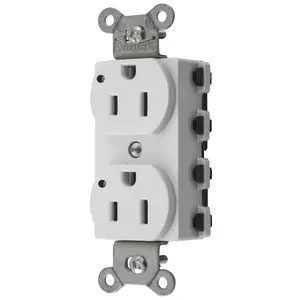 Bryant Hubbell Wiring Device-Kellems SNAPConnect Duplex Receptacle 15A/125V LED White (SNAP5262WL)