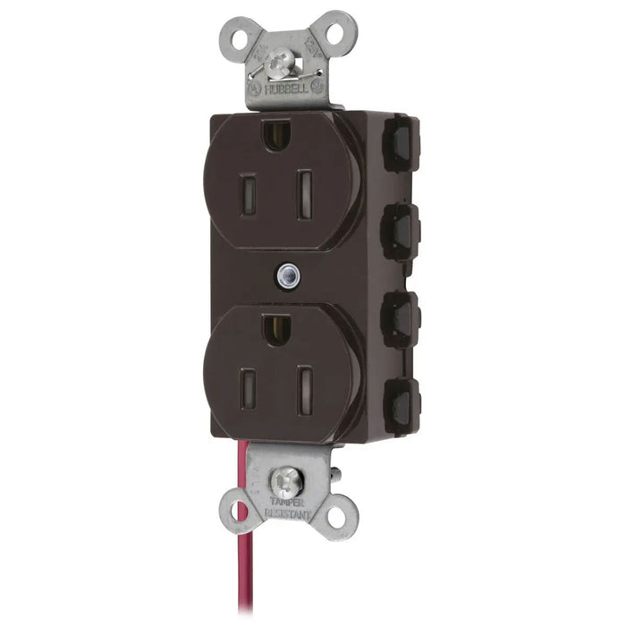 Bryant Hubbell Wiring Device-Kellems SNAPConnect Duplex Receptacle 15A/125V Split Circuit Tamper-Resistant Brown (SNAP5262SCTRA)