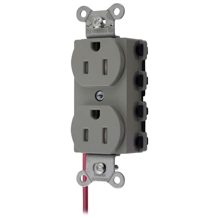Bryant Hubbell Wiring Device-Kellems SNAPConnect Duplex Receptacle 15A/125V Split Circuit Tamper-Resistant Gray (SNAP5262GYSCTRA)