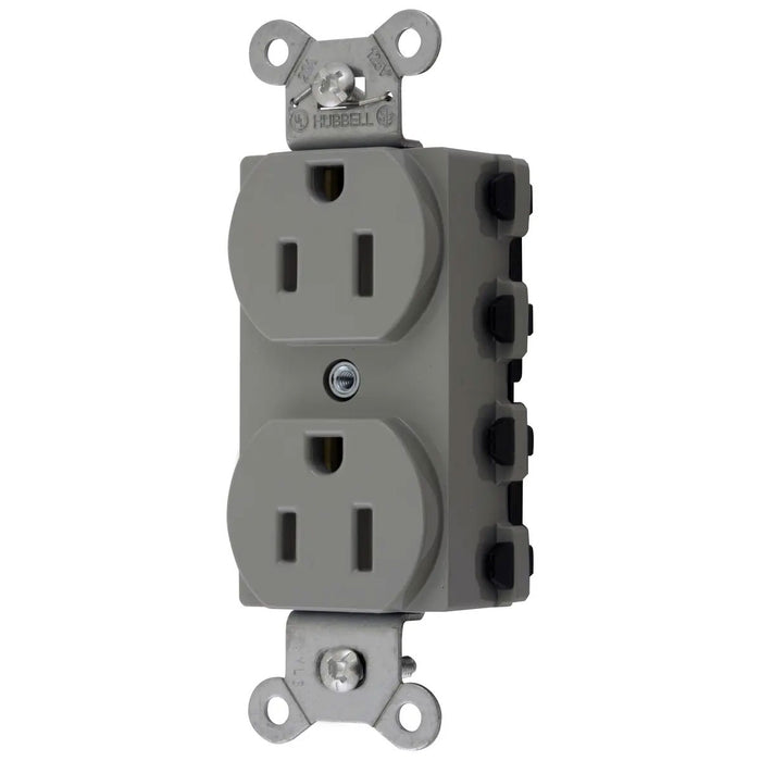 Bryant Hubbell Wiring Device-Kellems SNAPConnect Duplex Receptacle 15A/125V USA Gray (SNAP5262GYNA)
