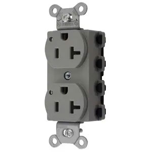 Bryant Hubbell Wiring Device-Kellems SNAPConnect Duplex Receptacle 20A/125V LED Gray (SNAP5362GYL)