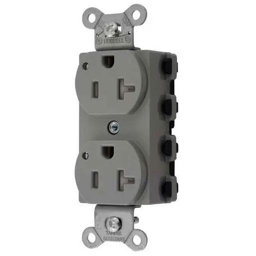 Bryant Hubbell Wiring Device-Kellems SNAPConnect Duplex Receptacle 20A/125V LED Tamper-Resistant Gray ST2 (SNAP5362GYLTRA)