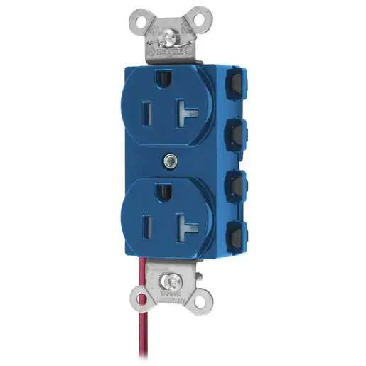 Bryant Hubbell Wiring Device-Kellems SNAPConnect Duplex Receptacle 20A/125V Split Circuit Tamper-Resistant Blue (SNAP5362BLSCTRA)