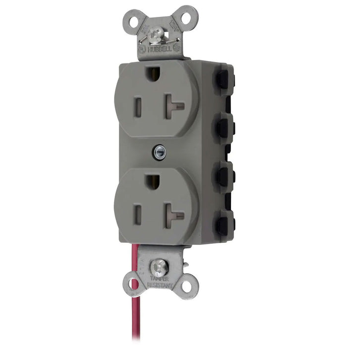 Bryant Hubbell Wiring Device-Kellems SNAPConnect Duplex Receptacle 20A/125V Split Circuit Tamper-Resistant Gray (SNAP5362GYSCTRA)