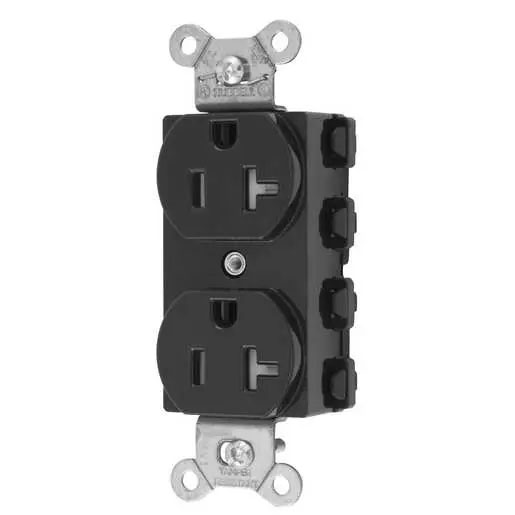 Bryant Hubbell Wiring Device-Kellems SNAPConnect Duplex Receptacle 20A/125V Tamper-Resistant Black (SNAP5362BKTRA)
