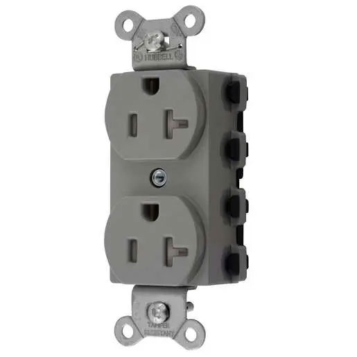 Bryant Hubbell Wiring Device-Kellems SNAPConnect Duplex Receptacle 20A/125V Tamper-Resistant Gray (SNAP5362GYTRA)