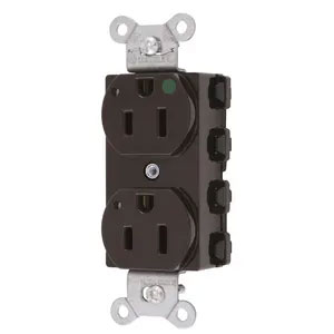 Bryant Hubbell Wiring Device-Kellems SNAPConnect Duplex Receptacle Hospital Grade 15A/125V LED Brown (SNAP8200L)