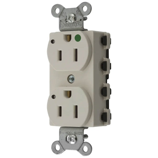 Bryant Hubbell Wiring Device-Kellems SNAPConnect Duplex Receptacle Hospital Grade 15A/125V LED Light Almond (SNAP8200LAL)