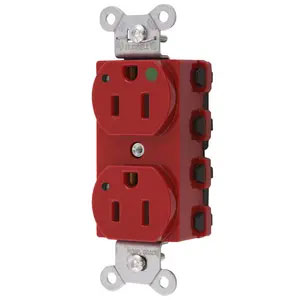 Bryant Hubbell Wiring Device-Kellems SNAPConnect Duplex Receptacle Hospital Grade 15A/125V LED Red (SNAP8200RL)