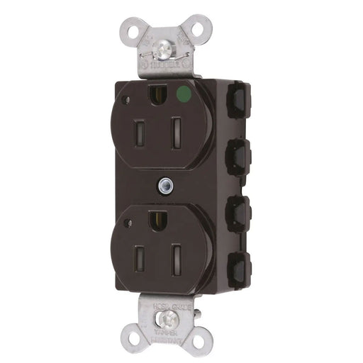 Bryant Hubbell Wiring Device-Kellems SNAPConnect Duplex Receptacle Hospital Grade 15A/125V LED Tamper-Resistant Brown (SNAP8200LTRA)