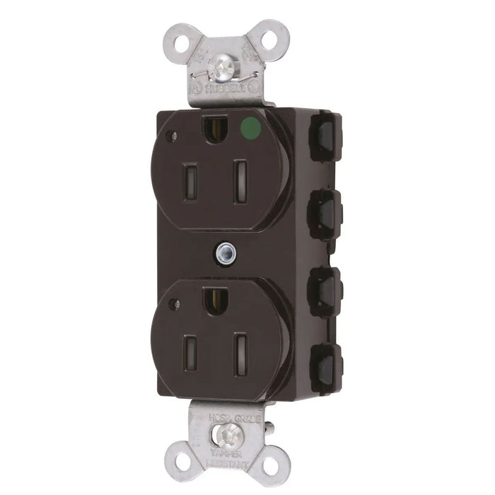 Bryant Hubbell Wiring Device-Kellems SNAPConnect Duplex Receptacle Hospital Grade 15A/125V LED Tamper-Resistant Brown (SNAP8200LTRA)