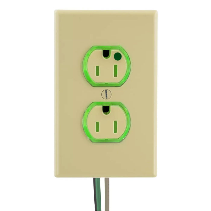 Bryant Hubbell Wiring Device-Kellems SNAPConnect Duplex Receptacle Hospital Grade 15A/125V LED Tamper-Resistant Ivory (SNAP8200ILTR)