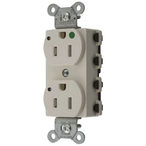 Bryant Hubbell Wiring Device-Kellems SNAPConnect Duplex Receptacle Hospital Grade 15A/125V LED Tamper-Resistant Light Almond (SNAP8200LALTRA)