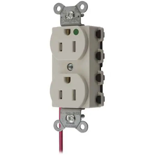 Bryant Hubbell Wiring Device-Kellems SNAPConnect Duplex Receptacle Hospital Grade 15A/125V Split Circuit Tamper-Resistant Light Almond (SNAP8200LASCTRA)