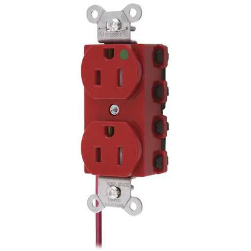 Bryant Hubbell Wiring Device-Kellems SNAPConnect Duplex Receptacle Hospital Grade 15A/125V Split Circuit Tamper-Resistant Red (SNAP8200RSCTRA)