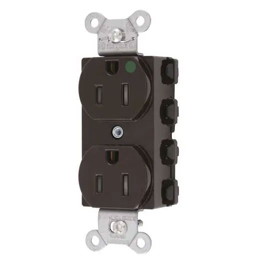 Bryant Hubbell Wiring Device-Kellems SNAPConnect Duplex Receptacle Hospital Grade 15A/125V Tamper-Resistant Brown (SNAP8200TRA)