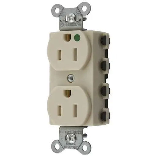 Bryant Hubbell Wiring Device-Kellems SNAPConnect Duplex Receptacle Hospital Grade 15A/125V Tamper-Resistant Ivory (SNAP8200ITRA)