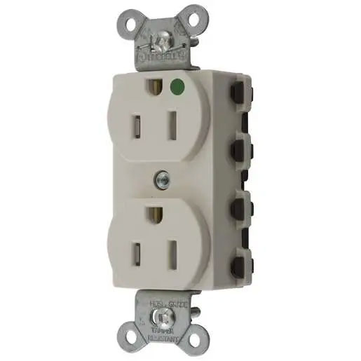 Bryant Hubbell Wiring Device-Kellems SNAPConnect Duplex Receptacle Hospital Grade 15A/125V Tamper-Resistant Light Almond (SNAP8200LATRA)