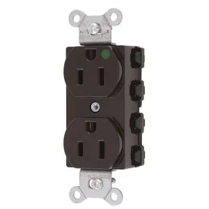 Bryant Hubbell Wiring Device-Kellems SNAPConnect Duplex Receptacle Hospital Grade 15A/125V USA Brown (SNAP8200NA)