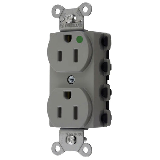 Bryant Hubbell Wiring Device-Kellems SNAPConnect Duplex Receptacle Hospital Grade 15A/125V USA Gray (SNAP8200GYNA)