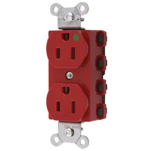 Bryant Hubbell Wiring Device-Kellems SNAPConnect Duplex Receptacle Hospital Grade 15A/125V USA Red (SNAP8200RNA)