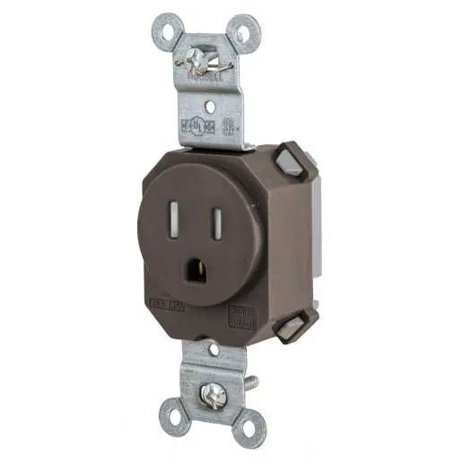 Bryant Hubbell Wiring Device-Kellems SNAPConnect Single Receptacle 5-15R 15A 125V Tamper-Resistant Brown (SNAP5261TR)