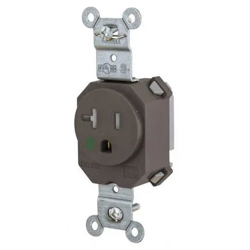 Bryant Hubbell Wiring Device-Kellems SNAPConnect Single Receptacle Hospital Grade 5-20R 20A 125V Tamper-Resistant Brown (SNAP8310TR)