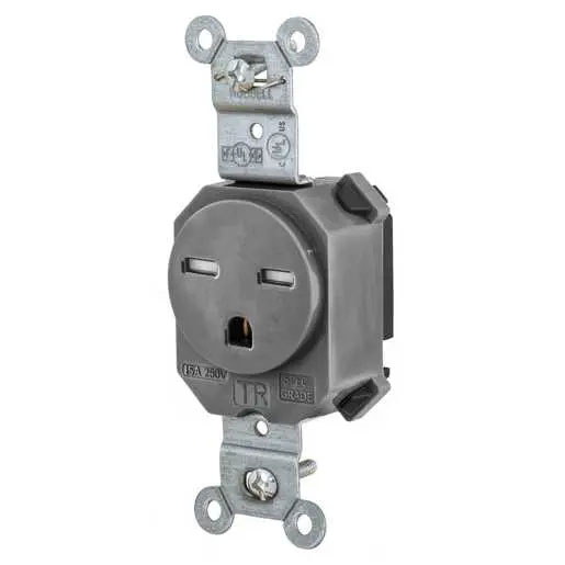 Bryant Hubbell Wiring Device-Kellems SNAPConnect Single Receptacle Tamper-Resistant 15A/250V Gray (SNAP5661GYTR)