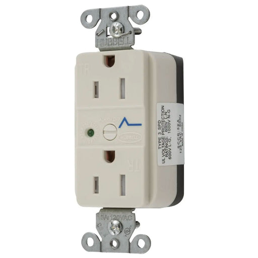 Bryant Hubbell Wiring Device-Kellems SNAPConnect SPD Receptacle 15A 125V Tamper-Resistant Light Almond (SNAP5262LAS)