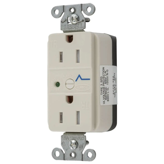 Bryant Hubbell Wiring Device-Kellems SNAPConnect SPD Receptacle 15A 125V Tamper-Resistant Light Almond (SNAP5262LAS)