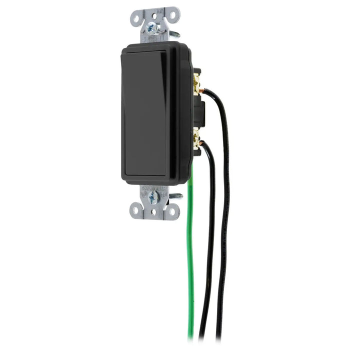 Bryant Hubbell Wiring Device-Kellems Switch Decorator Single Pole 20A 120/277V Black (DSL120BK)