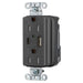 Bryant Hubbell Wiring Device-Kellems USB Charger SNAPConnect 15A 125V Duplex Receptacle 5A Port One Type A/One Type C Black (SNAP15UACBK)
