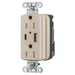 Bryant Hubbell Wiring Device-Kellems USB Charger SNAPConnect 15A 125V Duplex Receptacle 5A Port One Type A/One Type C Light Almond (SNAP15UACLA)