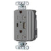 Bryant Hubbell Wiring Device-Kellems USB Charger SNAPConnect 20A 125V Duplex Receptacle 5A Port One Type A/One Type C Gray (SNAP20UACGY)