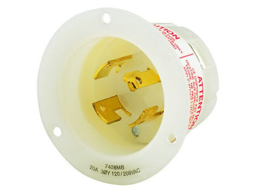 Bryant Locking Flanged Inlet 4P4W 20A 3PH 120/208V (7408MB)