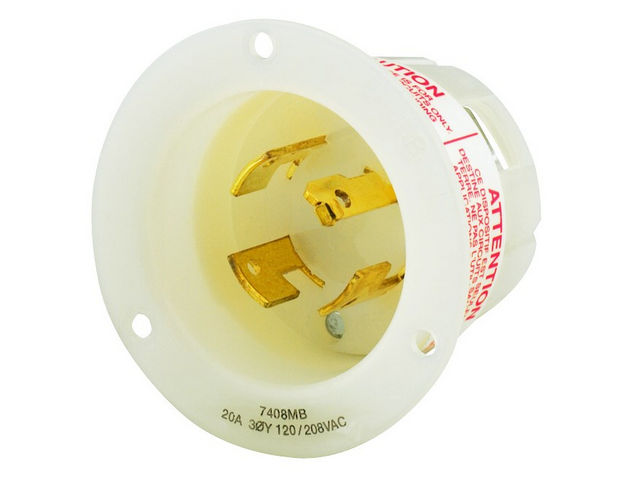 Bryant Locking Flanged Inlet 4P4W 20A 3PH 120/208V (7408MB)
