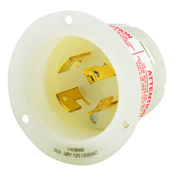 Bryant Locking Flanged Inlet 4P4W 20A 3PH 120/208V (7408MB)
