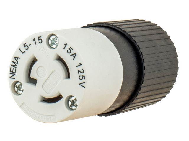 Bryant Locking Connector 15A 125V L5-15R Black And White CN (4732NCC)