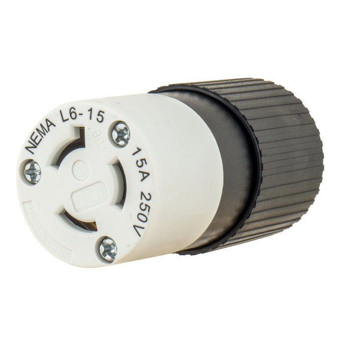 Bryant Locking Connector 15A 250V L6-15R Black And White (70615NC)