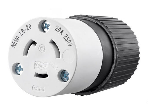 Bryant Locking Connector 20A 250V L6-20R Black And White CN (70620NCC)