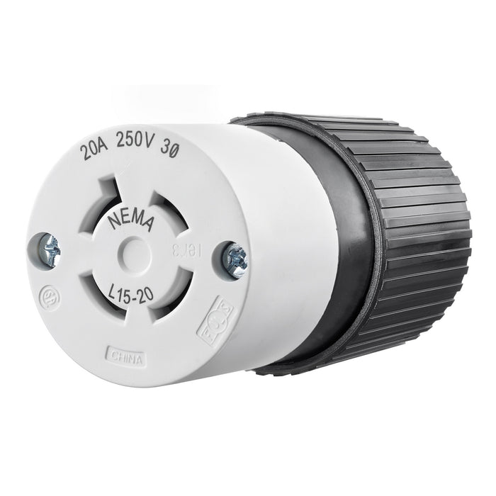 Bryant Locking Connector 20A 3PH 250V L15-20R Black And White (71520NC)