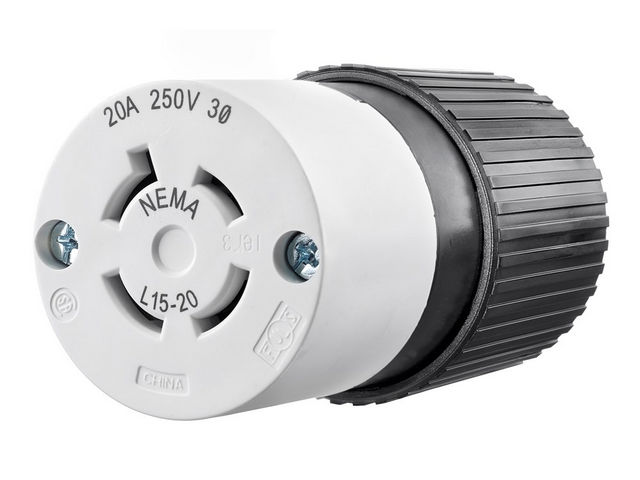 Bryant Locking Connector 20A 3PH 250V L15-20R Black And White NC (71520NCC)