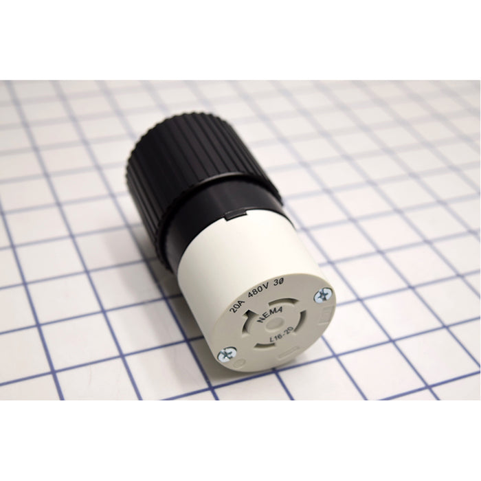 Bryant Locking Connector 20A 3PH 480V L16-20R Black And White (71620NC)