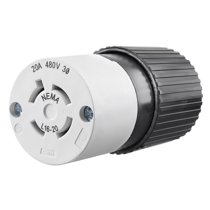 Bryant Locking Connector 20A 3PH 480V L16-20R Black And White (71620NC)