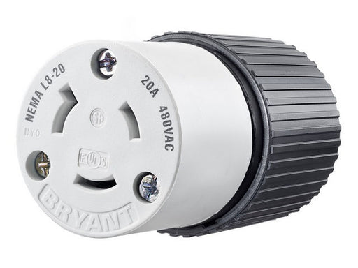 Bryant Locking Connector 20A 480V L8-20R Black And White CN (70820NCC)