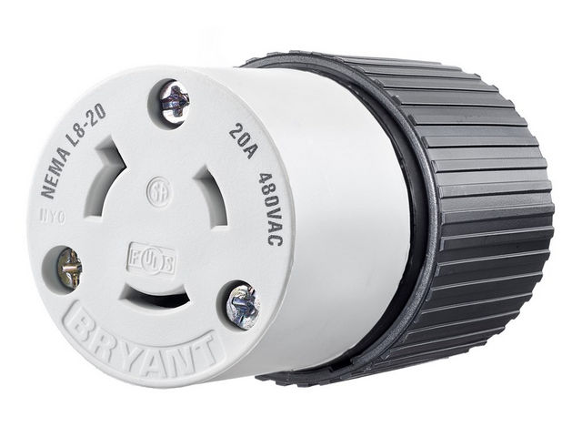 Bryant Locking Connector 20A 480V L8-20R Black And White CN (70820NCC)