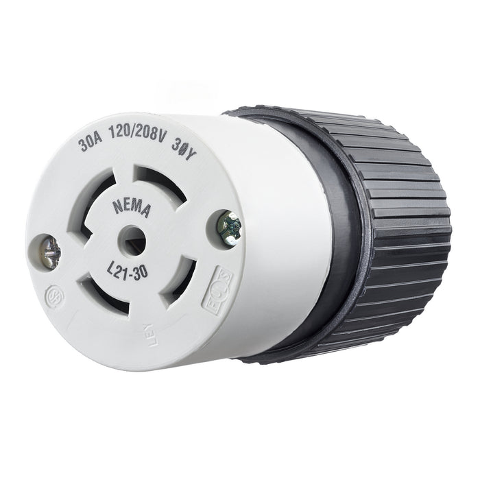 Bryant Locking Connector 30A 120/208V L21-30R Black And White (72130NC)