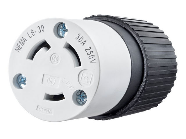 Bryant Locking Connector 30A 250V L6-30R Black And White CN (70630NCB)
