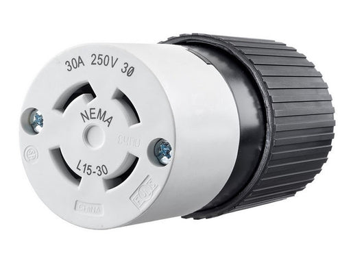 Bryant Locking Connector 30A 3PH 250V L15-30P Black And White CN (71530NCC)