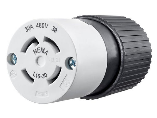 Bryant Locking Connector 30A 3PH 480V L16-30R Black And White CN (71630NCC)